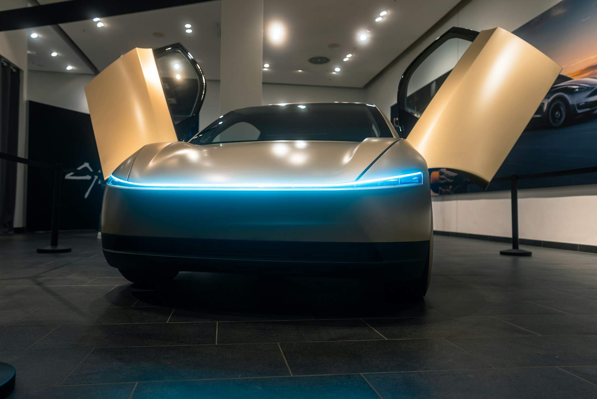 Tesla Cybercab located in Tesla Store Mall of Berlin, Leipziger Platz, Berlin, Deutschland